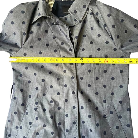 Banana Republic Polka Dot Raincoat Women’s Belted Trench-Belt Missing-Medium - Picture 8 of 10